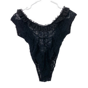 Vintage Fantasy Lingerie One Piece Black Corset Nightie Lace One Size